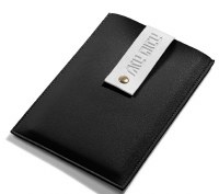 Leather Simanim Card Holder Includes Set of 4 White Simanim Cards Hebrew Black 5" x 8"