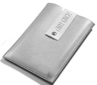 Leather Simanim Card Holder Includes Set of 4 White Simanim Cards Hebrew Silver 5" x 8"