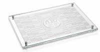 Lucite Challah Board Geometric Design Silver 11" x 16"