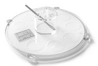 Lucite Simanim Tray Round Classic 2.0 Design Hebrew Silver 11"