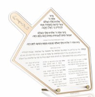 Lucite Table Top Chanukah Brachos  Plaque Classic Style Dreidel Design Hebrew Gold