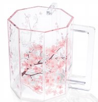 Lucite Hexagon Wash Cup Cherry Blossom Design 5"