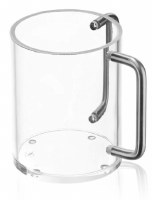 Lucite Round Wash Cup Metallic Edge Design Silver 5"