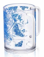 Lucite Washing Cup French Toile Design Blue