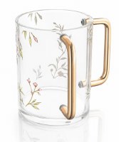 Additional picture of Lucite Washing Cup Floral Bird Design Pink