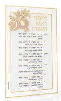 Lucite Classic Simanim Card Pomegranate  Design Hebrew Gold 5" x 8"