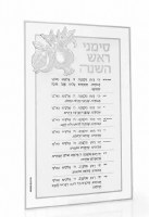 Lucite Classic Simanim Card Pomegranate  Design Hebrew Silver 5" x 8"