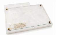 Resin Challah Board with Knife Slot Glass Top Marble 11" x 16"