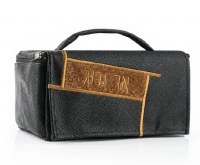 Faux Leather Esrog Box Holder Fur Geometric Design Black Brown