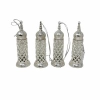 Ornamental Fillable Flask Minhag Set 4 Pack Silver