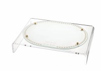 Additional picture of Lucite Suspended Challah Board Marquesa Design Gold 18" x 13"