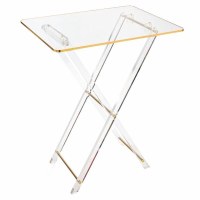 Lucite Folding Table Gold Accent 25"H