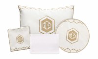 Pesach Set Faux Leather 4 Piece Hexagon Design White Gold