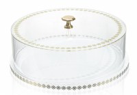 Lucite Cake Dome Inspired Cartier Design Gold 10"