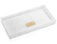 Lucite Rectangle Pearlstone Simanim Tray Marble Gold 8" x 16"