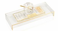 Lucite Simanim Tray Card Set Suspended Design Includes 6 Lucite Simanim Cards and Honey Dish Gold