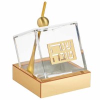 Lucite Honey Dish with Spoon Tilt Design Gold 4"