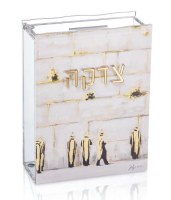 Lucite Tzedakah Charity Box Kosel Sculpture Painted by Judy Gold Embellishments