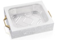 Lucite Smart Pan 9x13 Holder Gold Rectangle Handles Pearlstone