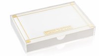 Lucite Menorah Tray with White Drawer Classic 2.0 Design Gold 11" x 17"