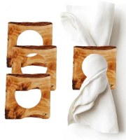 Lucite Napkin Rings Wood Print Brown 4 Pack