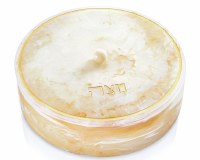 Resin Matzah Box Marbelized Gold 13.75"
