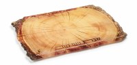 Lucite Challah Board Wood Look Design Tree Bark Edge Brown 11" x 16"