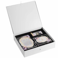 Lucite Hadlokas Neiros Gift Box 3 Piece Set Pink Leaf Design