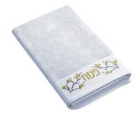 Plush Pesach Hand Towel Branches Design White Gold 12" x 20"