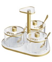 Lucite Seder Night Dish Set Gold