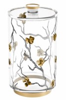 Additional picture of Lucite Round Cookie Jar Golden Branch Design 7"