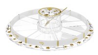 Lucite Round Simanim Tray Swivel Golden Branch Design Gold 12"