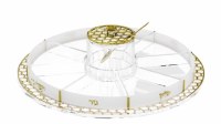 Lucite Round Simanim Tray Swivel Honeycomb Design Gold 12"
