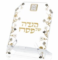 Lucite Haggadah Stand with Clock Ornate Garden Design