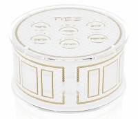 Lucite Leatherite Seder Plate Kaarah 3 Tier Woven Design Gold 15.5" x 8"