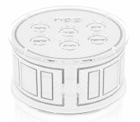 Lucite Leatherite Seder Plate Kaarah 3 Tier Woven Design Silver 15.5" x 8"
