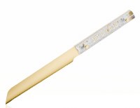 Additional picture of Lucite Challah Knife Elevated Stone Kosel Design Gold