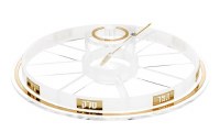 Additional picture of Lucite Round Swivel Simanim Tray with Honey Dish and Spoon Lucent Design Gold 12"