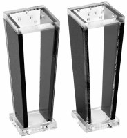 Lucite Salt Shakers Trapezoid Shape Black Glitter 2 Pack