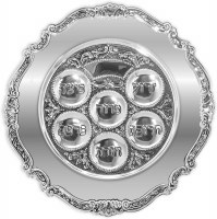 Additional picture of Round Silver Plated Seder Plate Kaarah Elegant Design 12"