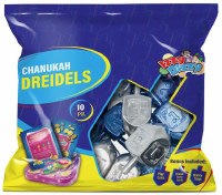 Plastic Metallic Dreidels Medium Size Blue and Silver 10 Pack