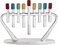 Aluminum Candle Menorah Rhythmic Stalactite Design Silver