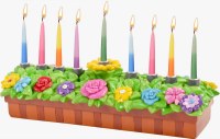 Resin Candle Menorah Hand Painted Floral Planter Theme