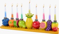 Resin Candle Menorah Hand Painted Fruit Theme