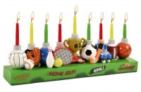 Resin Candle Menorah Hand Painted Sports Theme