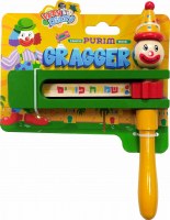 Wooden Gragger Hand Painted Noisemaker Clown Design Assorted Colors Single Piece