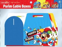 Mini Purim Gable Boxes Clown Design 6 Pack Assorted Colors