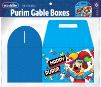 Purim Gable Boxes Clown Design 6 Pack Blue