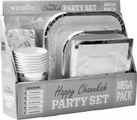 Chanukah Party Set Mega Pack Service for 8 Silver Design