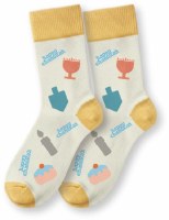 Chanukah Crew Socks Scattered Large Icon Design Off White Adult Size 8-12